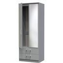 Denver Grey Ready Assembled Wardrobe with 2 Doors and 2 Drawers with Mirror