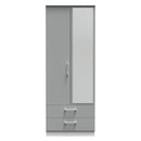 Denver Grey & White Ready Assembled Wardrobe with 2 Doors and 2 Drawers with Mirror