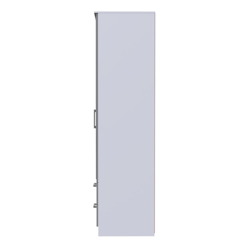 Denver Grey & White Ready Assembled Wardrobe with 2 Doors and 2 Drawers with Mirror
