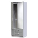 Denver Grey & White Ready Assembled Wardrobe with 2 Doors and 2 Drawers with Mirror