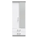 Denver White Ready Assembled Wardrobe with 2 Doors and 2 Drawers with Mirror