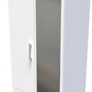 Denver White Ready Assembled Wardrobe with 2 Doors and 2 Drawers with Mirror