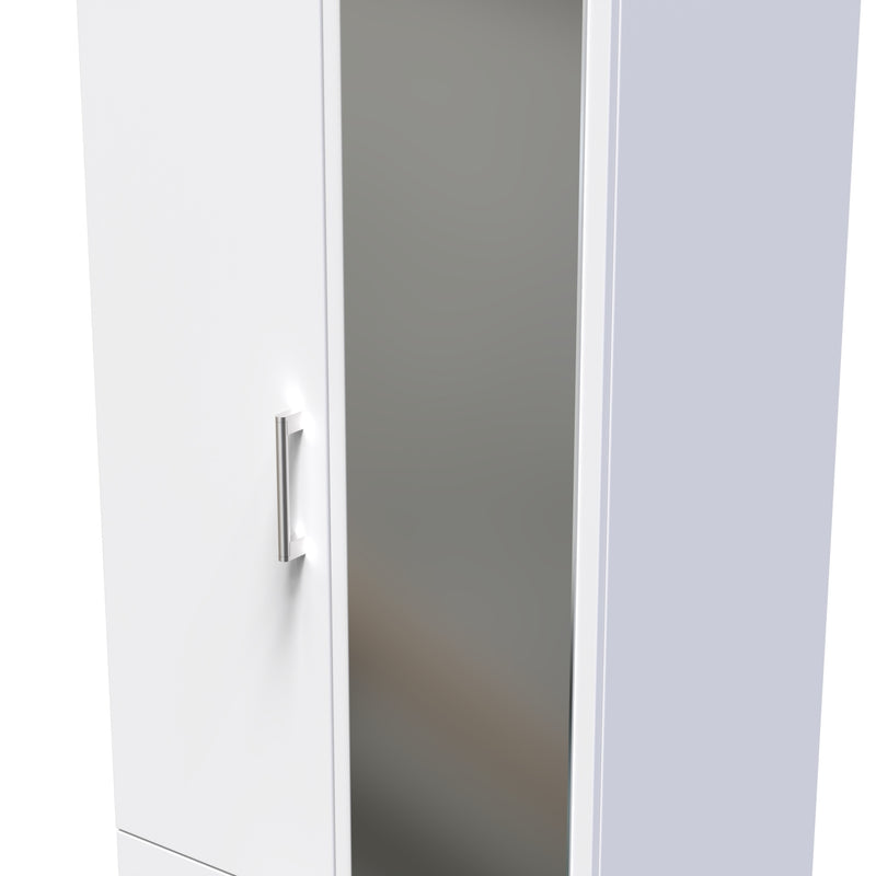 Denver Ready Assembled Wardrobe with 2 Doors and 2 Drawers with Mirror - White