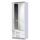 Denver White Ready Assembled Wardrobe with 2 Doors and 2 Drawers with Mirror