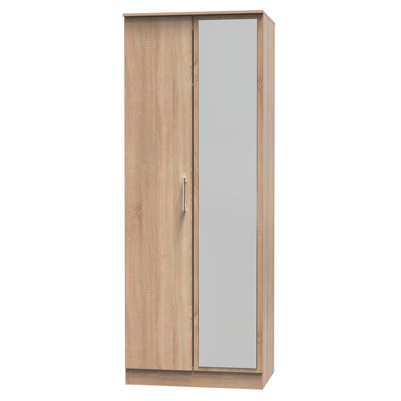 Denver Ready Assembled Wardrobe with 2 Doors and Mirror - Oak