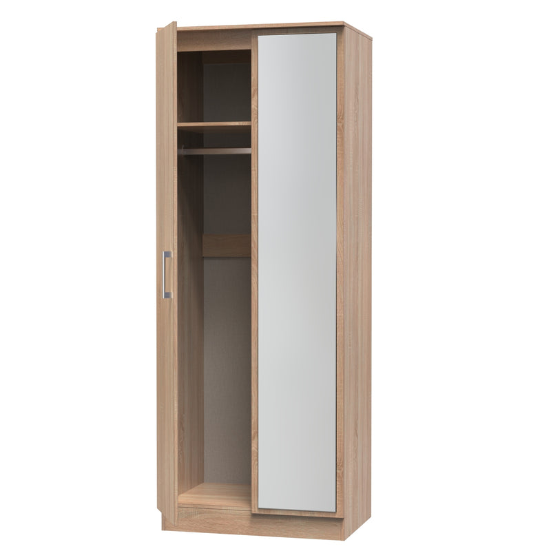 Denver Ready Assembled Wardrobe with 2 Doors and Mirror - Oak