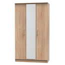 Denver Ready Assembled Wardrobe with Triple Mirror - Oak