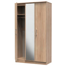 Denver Ready Assembled Wardrobe with Triple Mirror - Oak