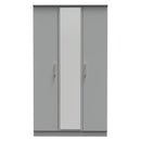 Denver Ready Assembled Wardrobe with Triple Mirror - Grey