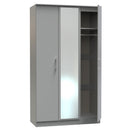 Denver Ready Assembled Wardrobe with Triple Mirror - Grey