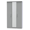 Denver Ready Assembled Wardrobe with Triple Mirror - Grey & White