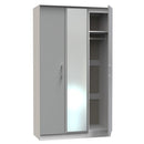 Denver Ready Assembled Wardrobe with Triple Mirror - Grey & White