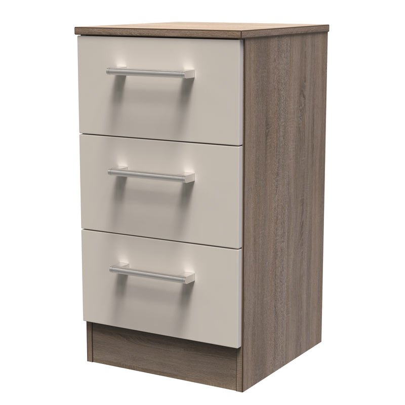 Stamford Ready Assembled Bedside Table with 3 Drawers - Kashmir Matt / Darkolino