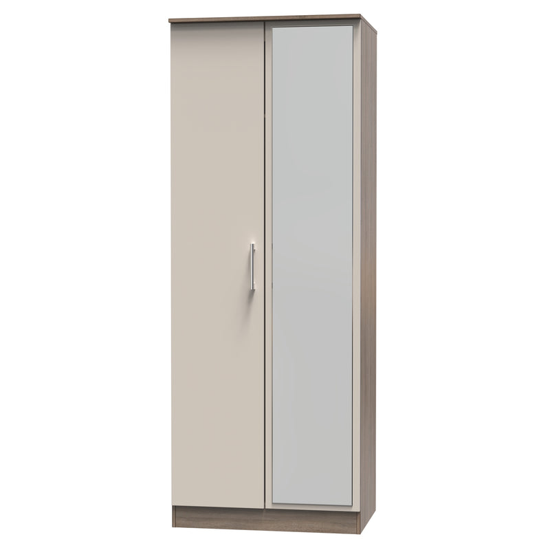 Stamford Ready Assembled Wardrobe with 2 Doors and Mirror - Kashmir Matt / Darkolino