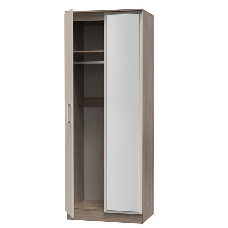 Stamford Ready Assembled Wardrobe with 2 Doors and Mirror - Kashmir Matt / Darkolino