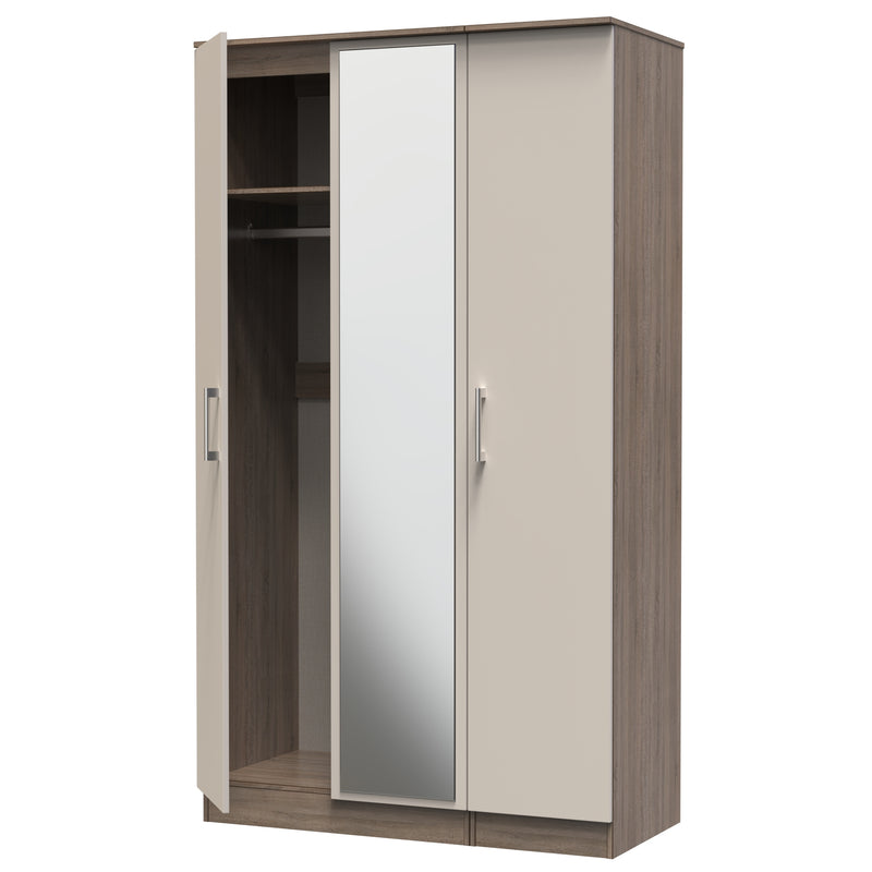 Stamford Ready Assembled Wardrobe with Triple Mirror - Kashmir Matt / Darkolino