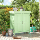 Outsunny Wooden Garden Shed W/ Hinged Roof, 74x43x88cm, Light Green