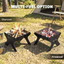 Outsunny 2-In-1 Portable BBQ Grill and Camping Fire Pit with Gloves