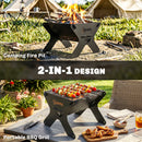 Outsunny 2-In-1 Portable BBQ Grill and Camping Fire Pit with Gloves