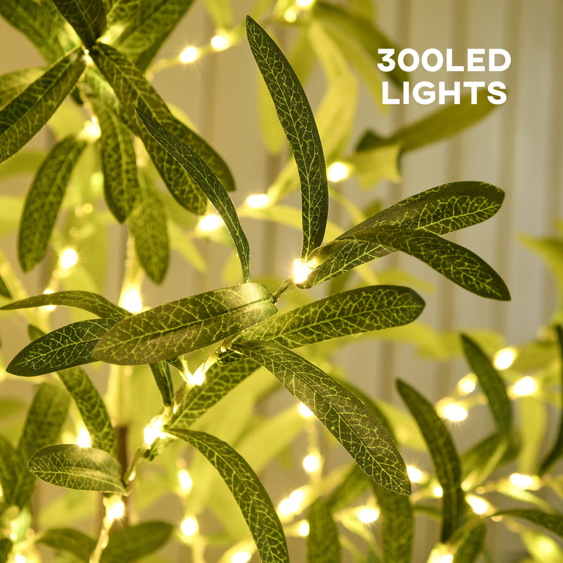 HOMCOM 180cm Olive Tree Light w/ 300 Warm White LED Lights Artificial Tree