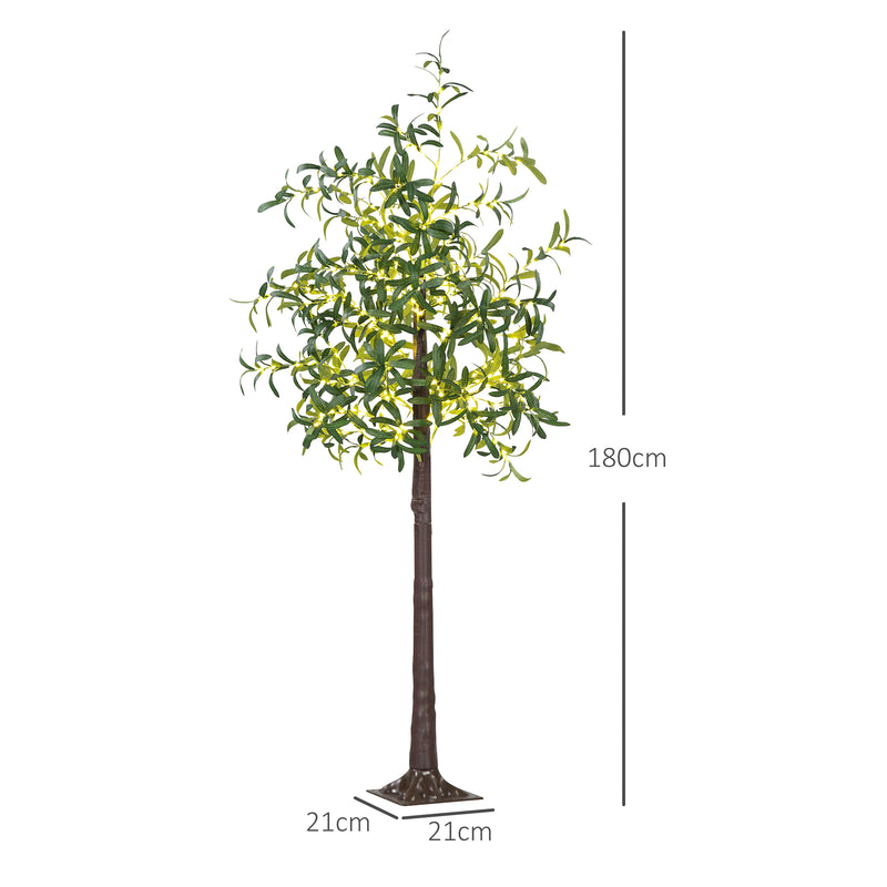 HOMCOM 180cm Olive Tree Light w/ 300 Warm White LED Lights Artificial Tree