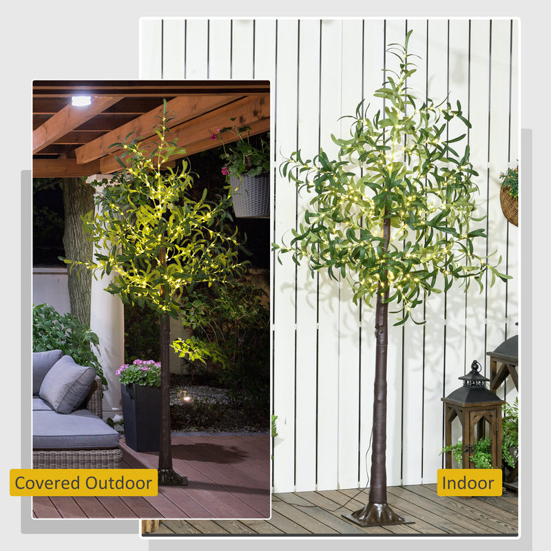 HOMCOM 180cm Olive Tree Light w/ 300 Warm White LED Lights Artificial Tree