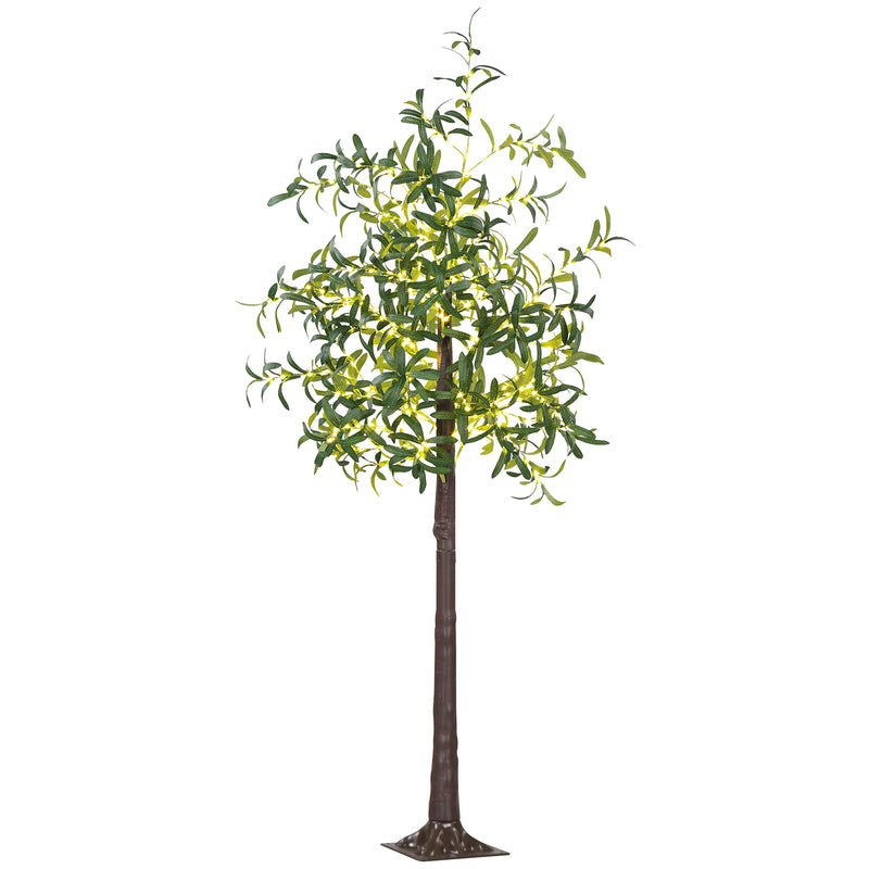 HOMCOM 180cm Olive Tree Light w/ 300 Warm White LED Lights Artificial Tree