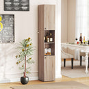 HOMCOM 182 cm Tall Bathroom Cabinet with Adjustable Shelves, Natural