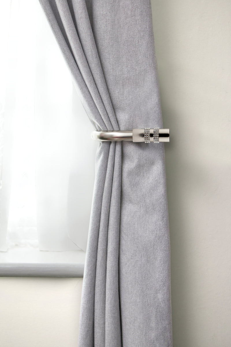 Diamante - Pair of Holdaback Tiebacks with End Finials in Matt Black