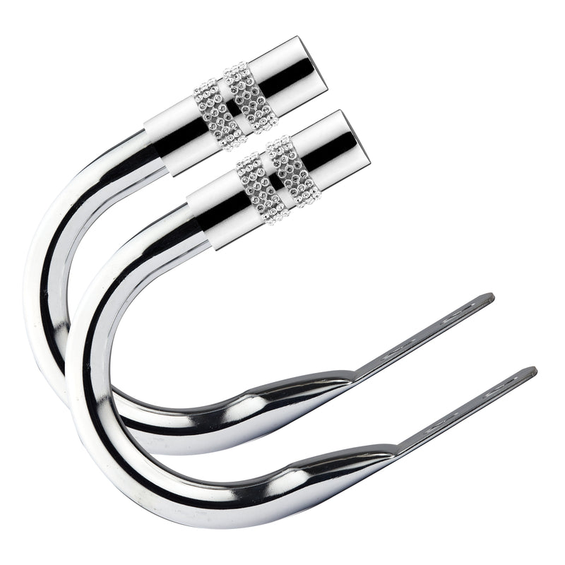 Diamante - Pair of Holdaback Tiebacks with End Finials in Matt Black