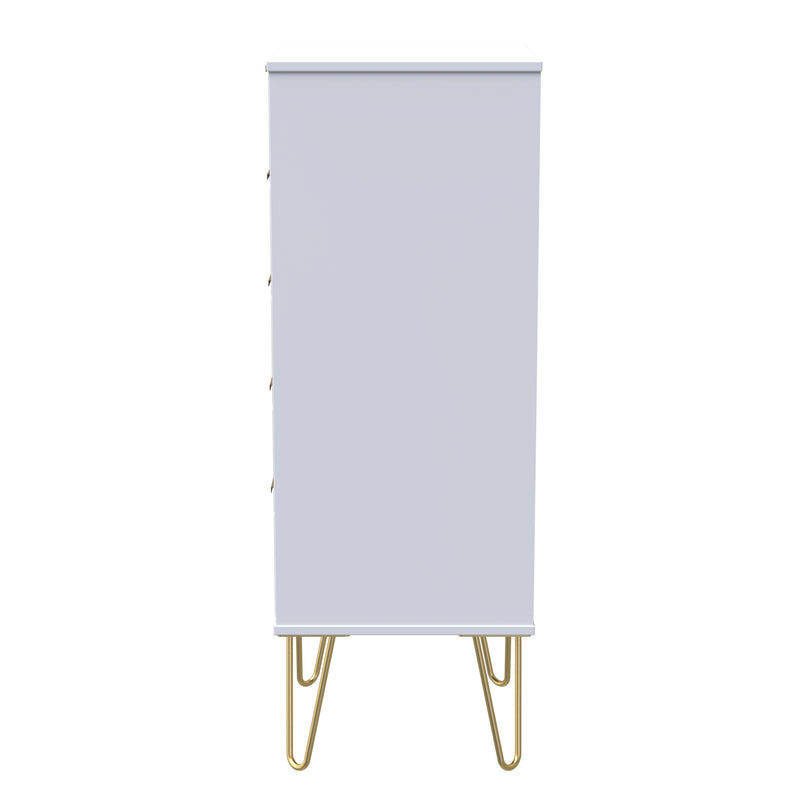 Glitz Ready Assembled 5 Drawer Tallboy in Indigo Matt & White