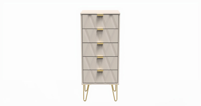 Glitz Ready Assembled 5 Drawer Tallboy in Kashmir Matt