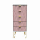 Glitz Ready Assembled 5 Drawer Tallboy in Kobe Pink & White