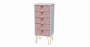 Glitz Ready Assembled 5 Drawer Tallboy in Kobe Pink & White
