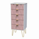 Glitz Ready Assembled 5 Drawer Tallboy in Kobe Pink & White