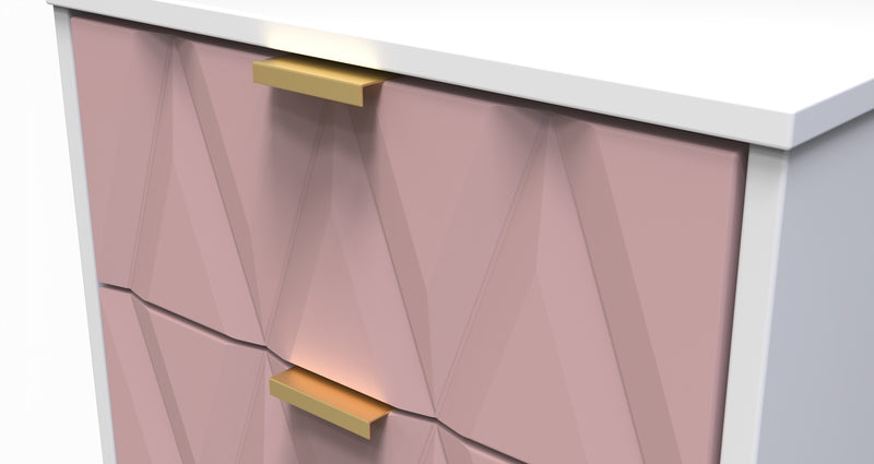 Glitz Ready Assembled 5 Drawer Tallboy in Kobe Pink & White