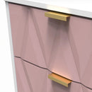Glitz Ready Assembled 5 Drawer Tallboy in Kobe Pink & White
