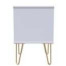 Glitz Ready Assembled 2 Drawer Bedside Cabinet in Indigo Matt & White