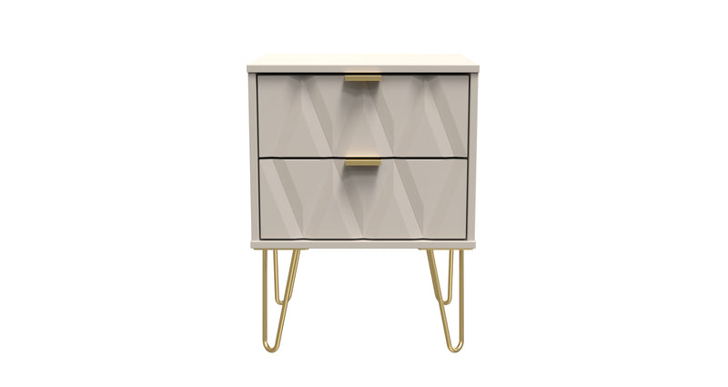 Glitz Ready Assembled 2 Drawer Bedside Cabinet in Kashmir Matt