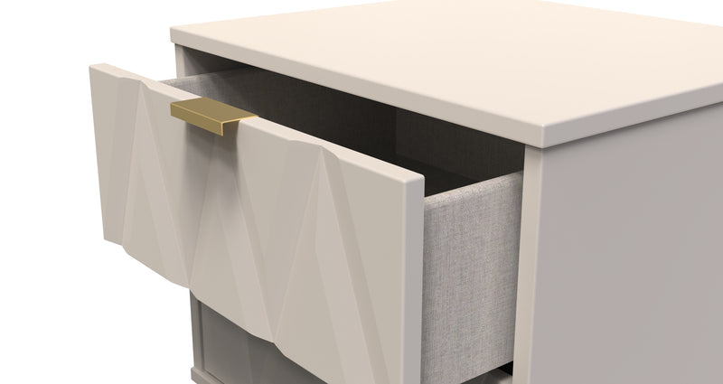 Glitz Ready Assembled 2 Drawer Bedside Cabinet in Kashmir Matt