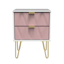 Glitz Ready Assembled 2 Drawer Bedside Cabinet in Kobe Pink & White