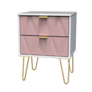 Glitz Ready Assembled 2 Drawer Bedside Cabinet in Kobe Pink & White