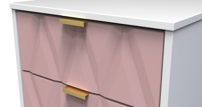 Glitz Ready Assembled 2 Drawer Bedside Cabinet in Kobe Pink & White
