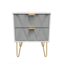 Glitz Ready Assembled Bedside Table with 2 Drawers  - Shadow Matt & Grey