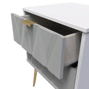 Glitz Ready Assembled Bedside Table with 2 Drawers  - Shadow Matt & Grey
