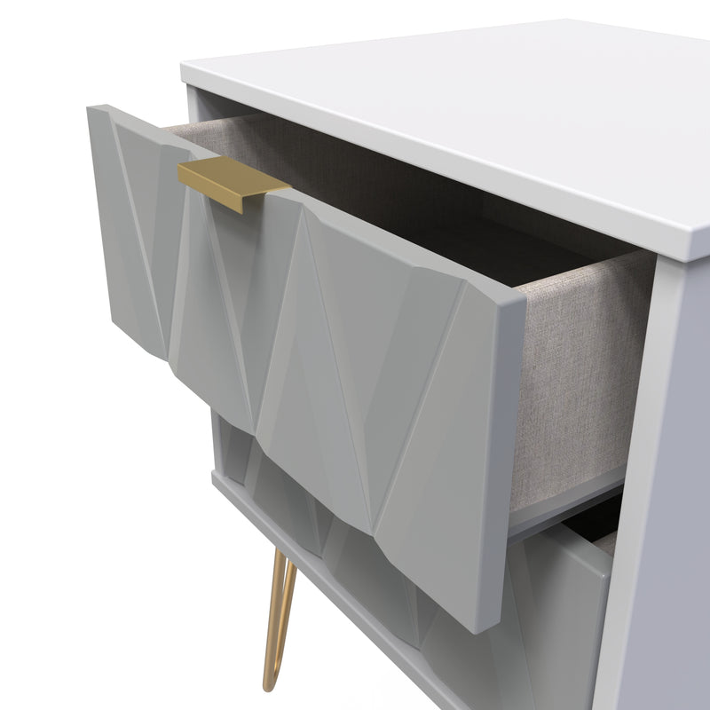 Glitz Ready Assembled Bedside Table with 2 Drawers  - Shadow Matt & Grey
