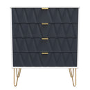 Glitz Ready Assembled 4 Drawer Chest in Indigo Matt & White