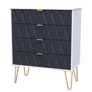 Glitz Ready Assembled 4 Drawer Chest in Indigo Matt & White