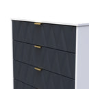 Glitz Ready Assembled 4 Drawer Chest in Indigo Matt & White