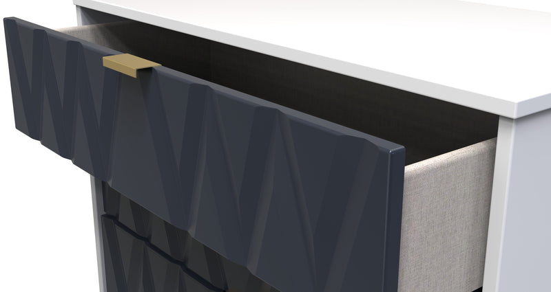 Glitz Ready Assembled 4 Drawer Chest in Indigo Matt & White